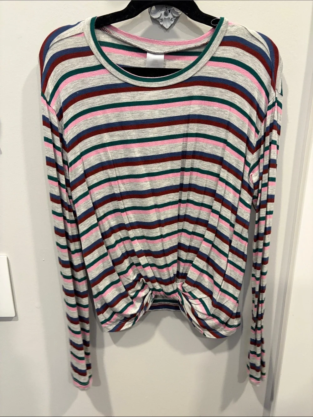 Nordstrom Multicolor Striped Long-Sleeve Knot Front Top
